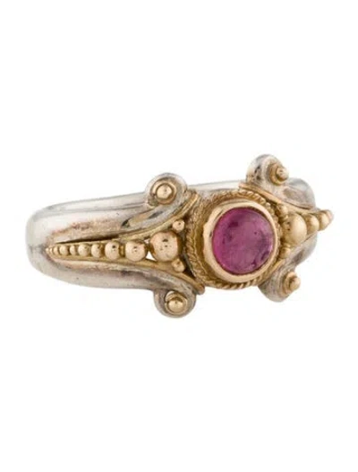 Pre-owned Steven Battelle Two-tone Tourmaline Cocktail Ring In Multi