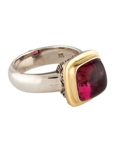 Pre-owned Steven Battelle Two-tone Tourmaline Cocktail Ring In Multi
