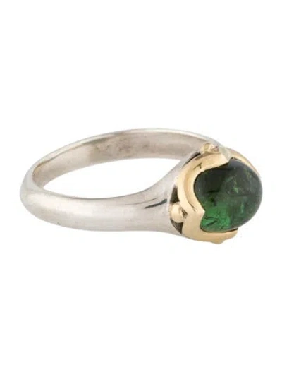 Pre-owned Steven Battelle Two-tone Tourmaline Cocktail Ring In Multi