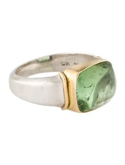 Pre-owned Steven Battelle Two-tone Tourmaline Cocktail Ring In Multi