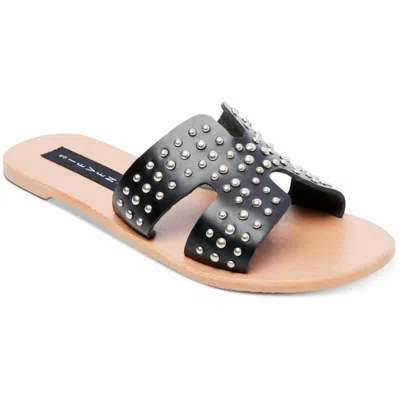 Steven By Steve Madden Greece Womens Leather Studded Slide Sandals In Black