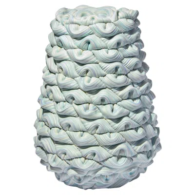 Pre-owned Steven Edwards Striped Fold Xxviii, A Blue Porcelain And Parian Artwork By