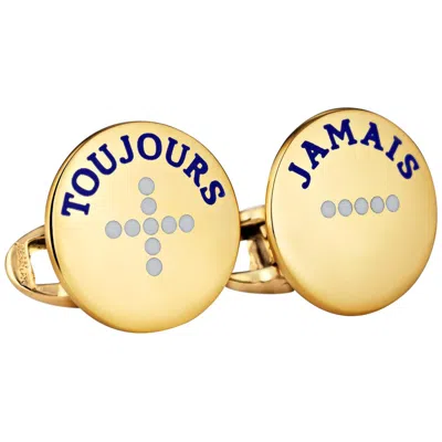 Pre-owned Steven Fox Jewelry Steven Fox 18k Gold Enameled 'i Love You More Today' Cufflinks, Usa In Multi