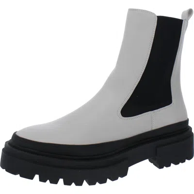 Steven New York Armond Womens Faux Leather Side Zipper Chelsea Boots In White