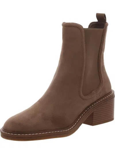 Steven New York Cabell Womens Faux Suede Round Toe Chelsea Boots In Grey