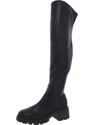 Steven New York Haisley Womens Faux Leather Lugged Sole Over-the-knee Boots In Black