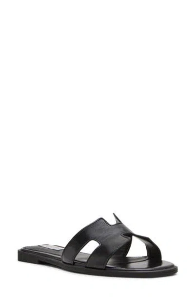 Steven New York Harlien Croc Embossed Slide Sandal In Black