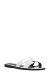 Steven New York Harlien Croc Embossed Slide Sandal In Silver