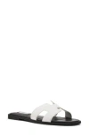 Steven New York Harlien Croc Embossed Slide Sandal In White/black