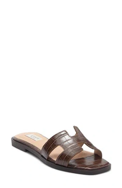 Steven New York Harlien Slide Sandal In Brown Crocodile