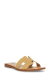 Steven New York Harlien Croc Embossed Slide Sandal In Orange Raffia