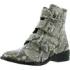 STEVEN NEW YORK HARMON WOMENS EMBOSSED FAUX LEATHER ANKLE BOOTS