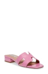Steven New York Hutchy Croc Embossed Sandal In Pink Croco
