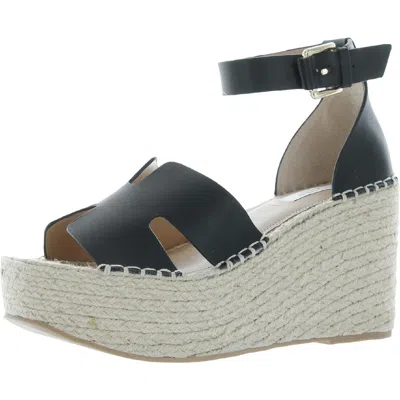 Steven New York Jackal Womens Leather Wedge Platform Sandals In Black