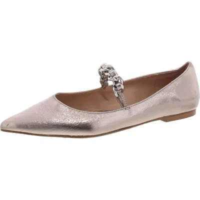 Steven New York Womens Faux Leather Pointed Toe Ballet Flats In Gold