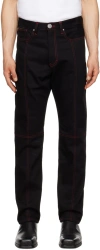 Steven Passaro Black Contrast Stitched Jeans In Black