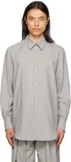 Steven Passaro Gray Spread Collar Shirt In Elephant Skin