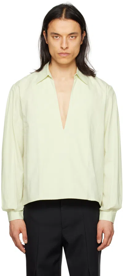 Steven Passaro Green V-neck Shirt In Water Green