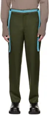 Steven Passaro Ssense Exclusive Green Tailored Trousers In Blue / Green