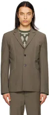 Steven Passaro Taupe Contrast Stitch Blazer In Bracken