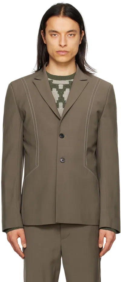 Steven Passaro Taupe Contrast Stitch Blazer In Bracken