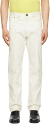 Steven Passaro White Contrast Stitched Jeans In Cannoli Cream