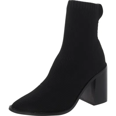 Steven Womens Knit Pull On Ankle Boots In Black