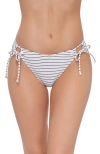 Stevie Adjustable Side Tie Scoop Bikini Bottom In Blue