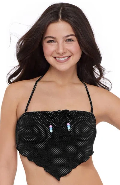 Stevie Bandeau Scarf Midkini Swim Top With Removable Strap In Black