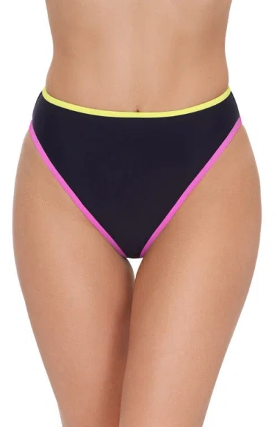 Stevie Cheeky High Leg High Waist Bikini Bottom In Black