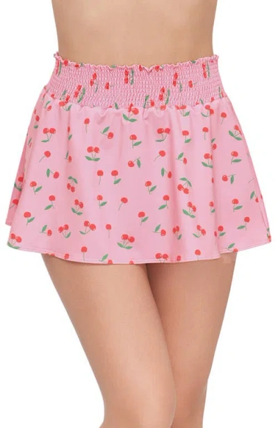 Stevie Coverup Smock Waist Mini Skirt In Pink