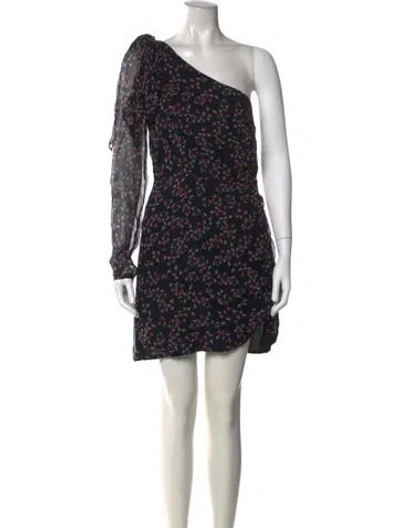 Pre-owned Stevie May Floral Print Mini Dress In Black