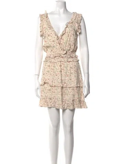 Pre-owned Stevie May Floral Print Mini Dress In Neutrals