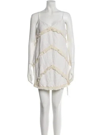 Pre-owned Stevie May Linen Mini Dress In White