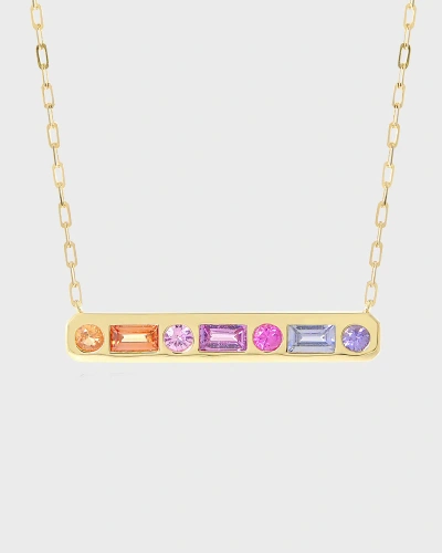 Stevie Wren 18k Topaz & Sapphire Best Friend Bar Necklace In Sunset Ombre