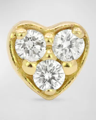 Stevie Wren 18k Yellow Gold Tiny Heart Stud Earring With Diamonds, Single In White Diamond