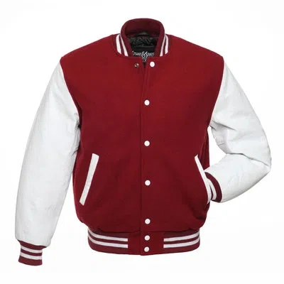 Pre-owned Stewart & Strauss Cardinal Wool & White Leather Varsity Letterman School Jacket