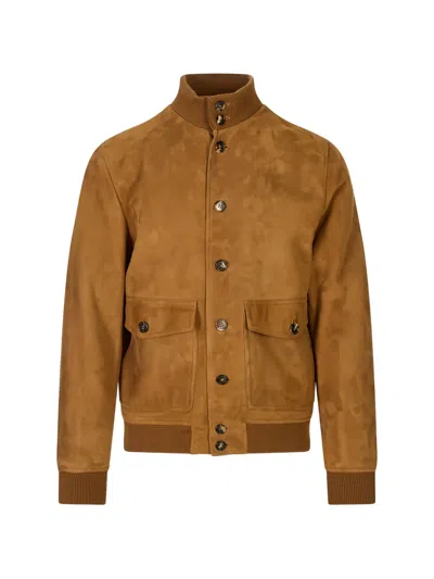Stewart Button-up Suede Jacket In 브라운