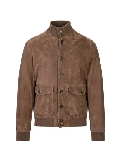 Stewart Button-up Suede Jacket In 브라운