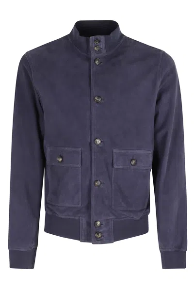 Stewart Giubbotto Bottoni New Orleans Suede In Blue