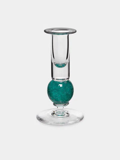 Stewart Hearn Stellar Hand-blown Glass Candlesticks (set Of 2)  Abask Gift Set In Green