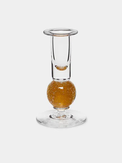 Stewart Hearn Stellar Hand-blown Glass Candlesticks (set Of 2)  Abask Gift Set In Yellow