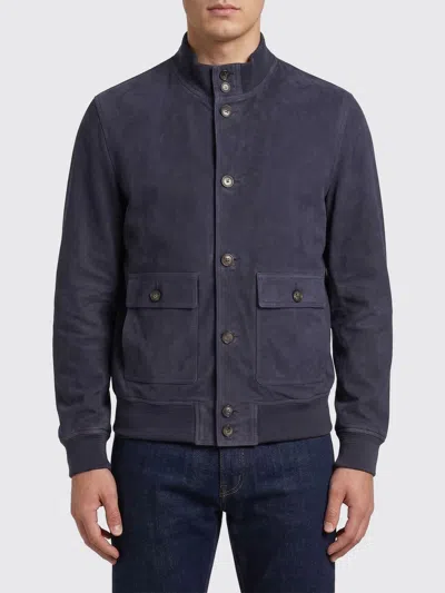 Stewart New Orleans Suede Bomber Jacket In Blue