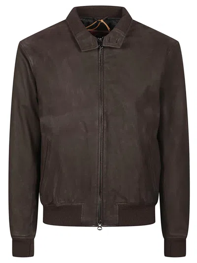 Stewart Jeff Destroy Brown Smooth Leather Bomber Jacket