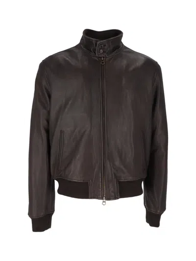 Stewart Jeff-washed Nappa Leather Jacket In Black