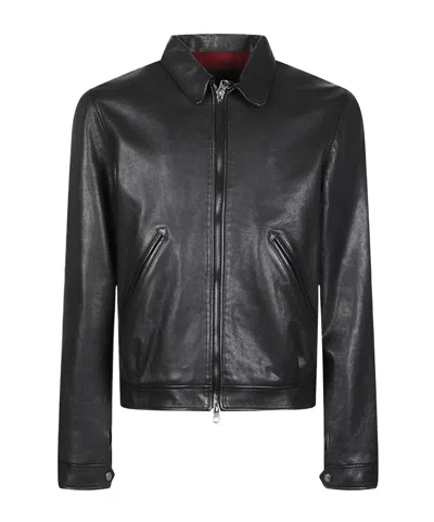 Stewart Long-sleeve Leather Jacket In Black