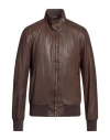 Stewart Man Jacket Dark Brown Size L Soft Leather In Brown