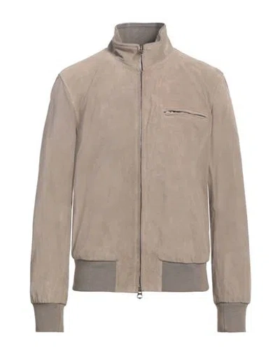 Stewart Man Jacket Khaki Size Xxl Leather In Beige