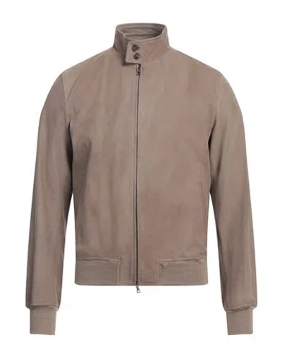 Stewart Man Jacket Taupe Size Xl Leather In Grey
