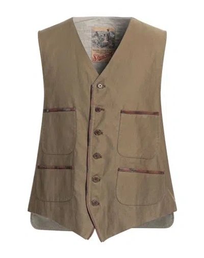 Stewart Man Tailored Vest Khaki Size Xl Cotton In Beige